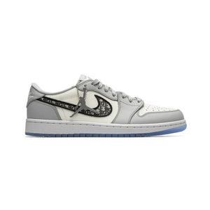 Air Jordan 1 Low x Dior Baskets Gris Blanc Homme Femme - 1