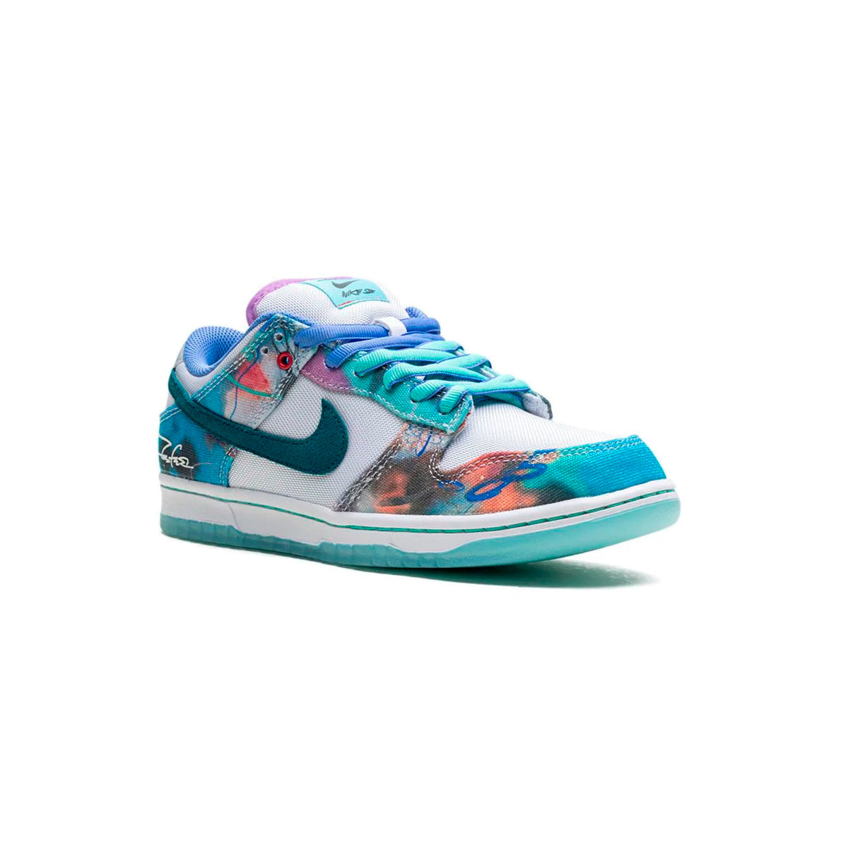 Nike SB Dunk Low x Futura Laboratories Aqua Teal White Baskets Bleu Blanc Mixte - 2