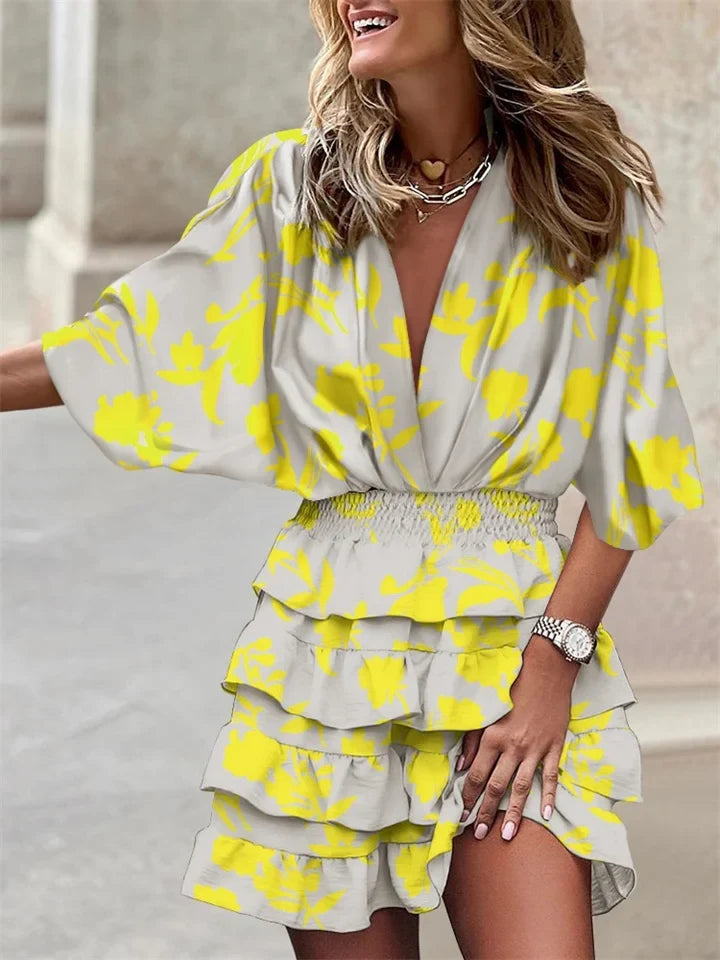 Robe Courte Femme à Volants Blanc - vue 1