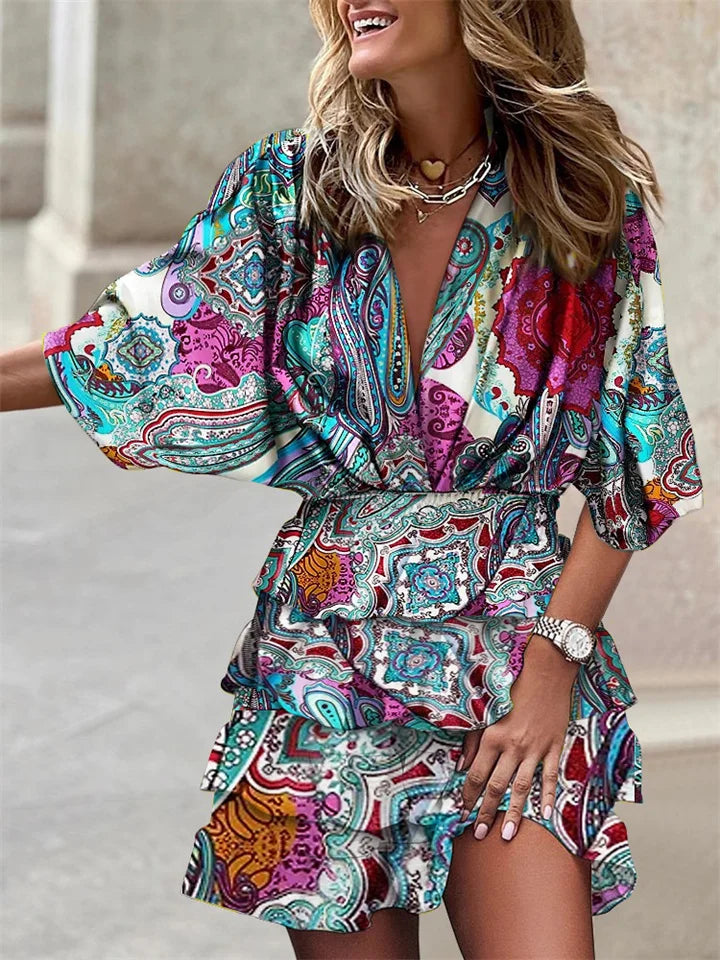 Robe Courte Femme à Volants Blanc - vue 2
