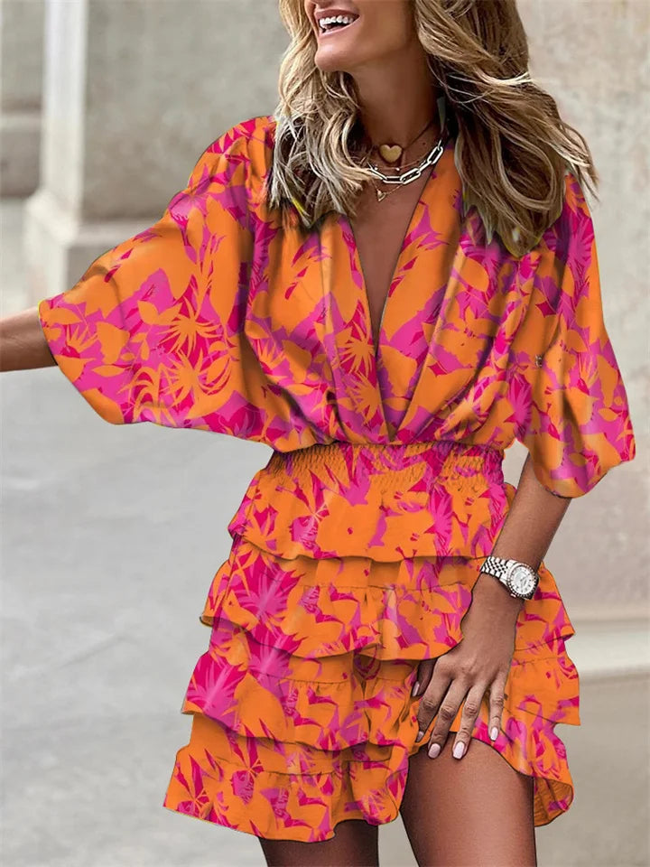 Robe Courte Femme à Volants Blanc - vue 4