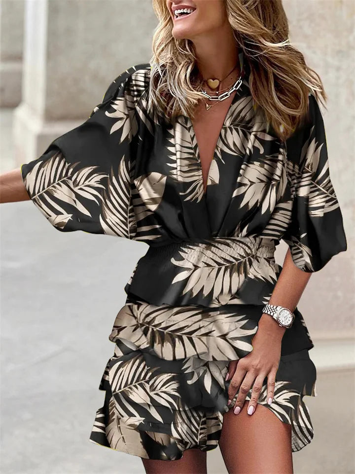 Robe Courte Femme à Volants Bleu - vue 6