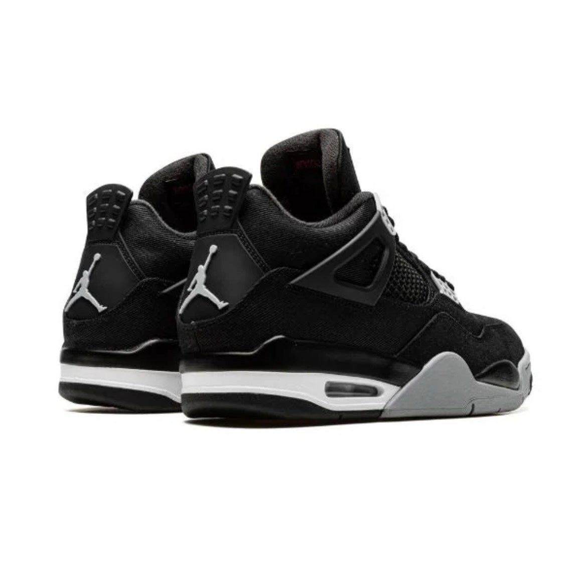 Air Jordan 4 Black Canvas Baskets Noir Blanc Homme Femme - 3