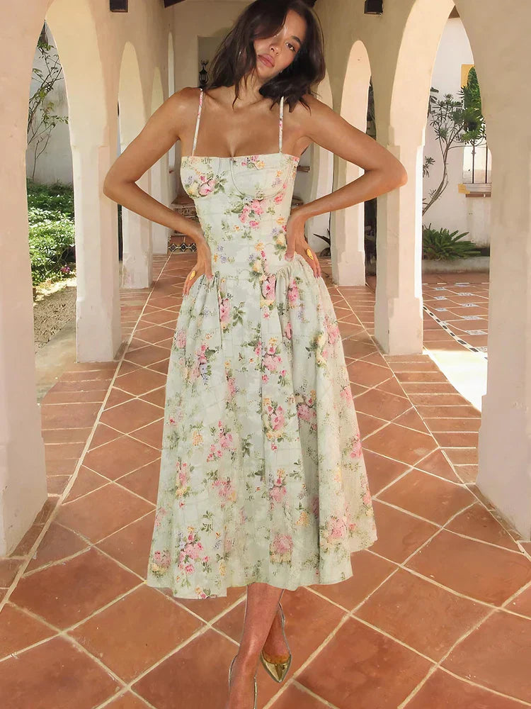 Katherine | Robe midi fleurie pour femmes, invitée de mariage