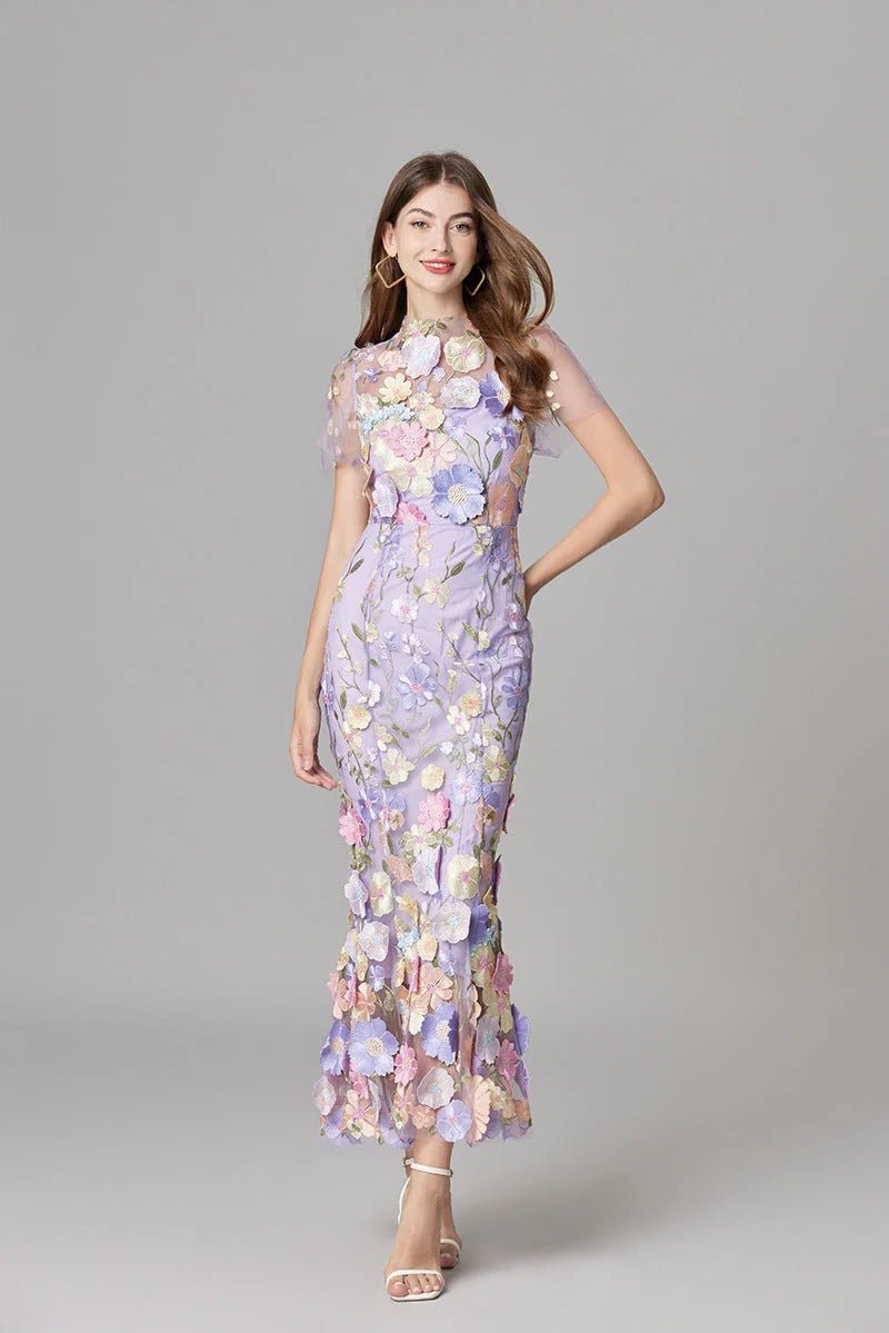 Phoebe | Robe maxi sans manches pour femme avec appliqué floral
