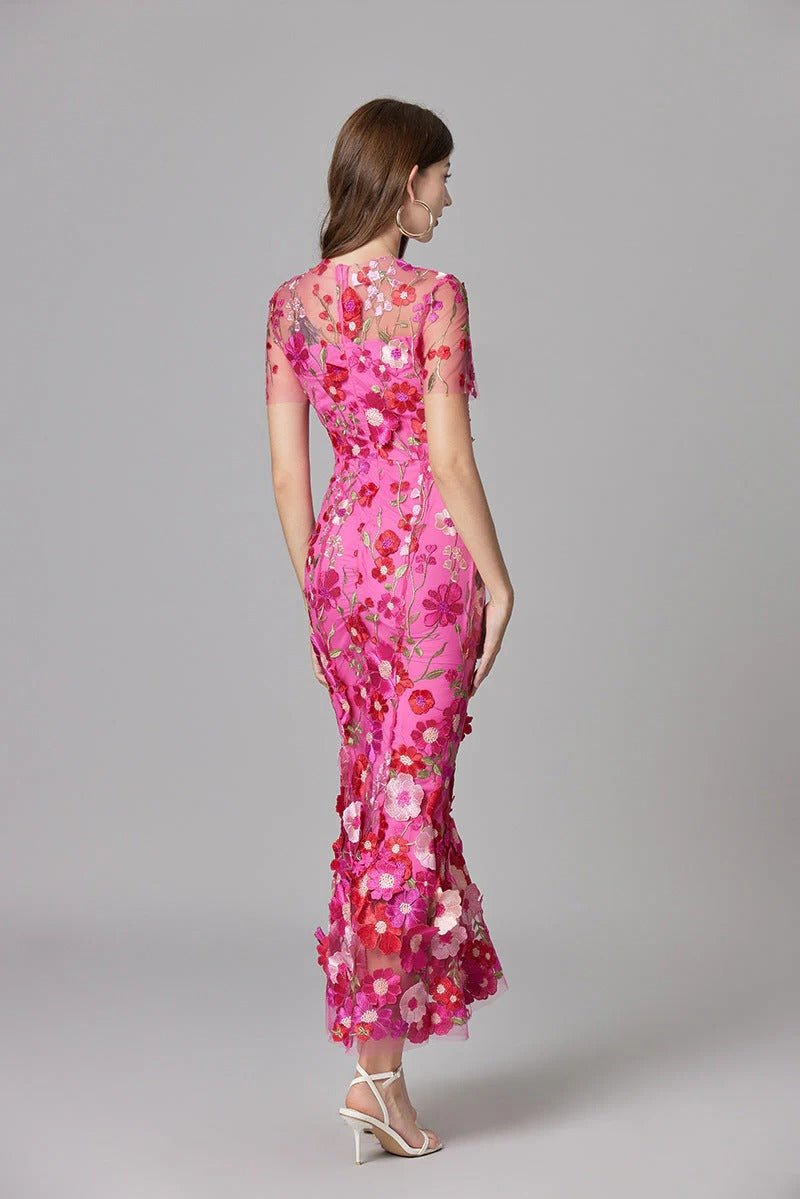 Phoebe | Robe maxi sans manches pour femme avec appliqué floral