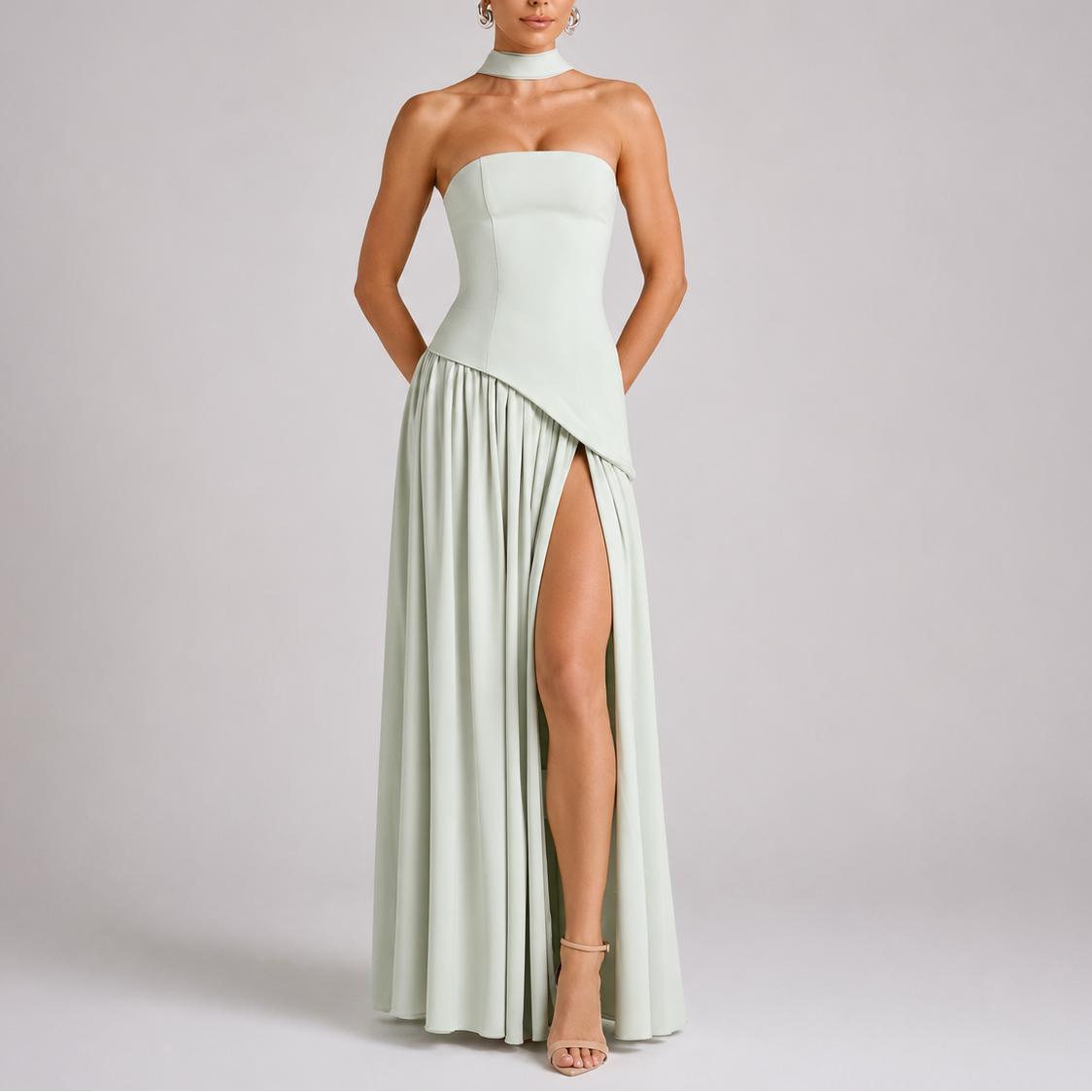 Robe Dos Nu Longue Femme - Robe Longue Fluide avec Foulard