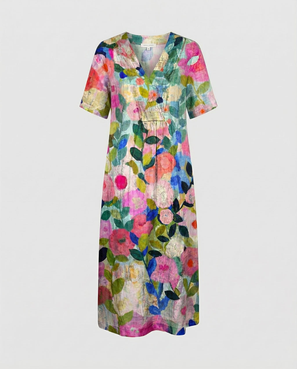 Rosie | Robe midi en lin à fleurs pour femme avec col en V