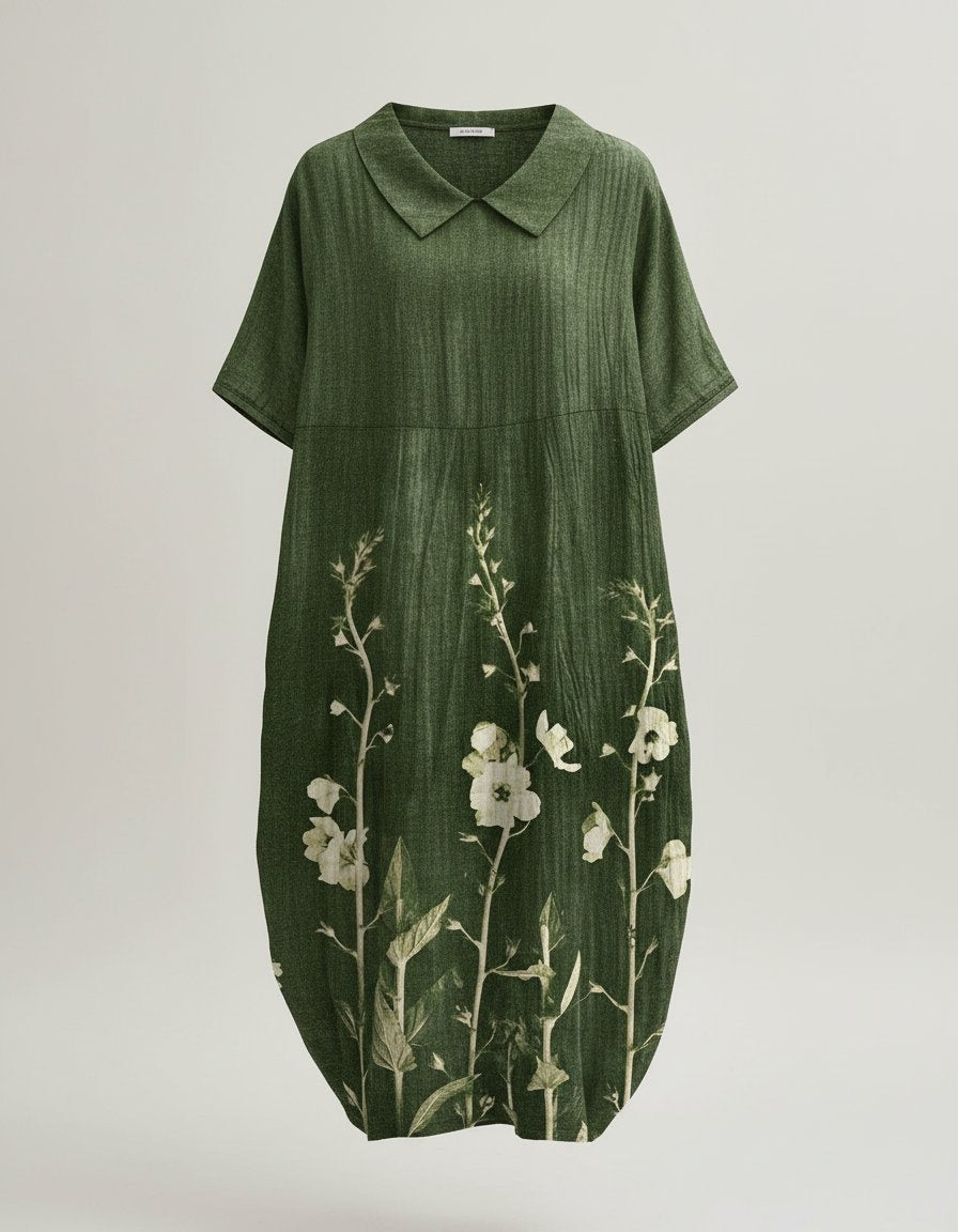 Rosie | Robe midi en lin à fleurs pour femme avec col en V