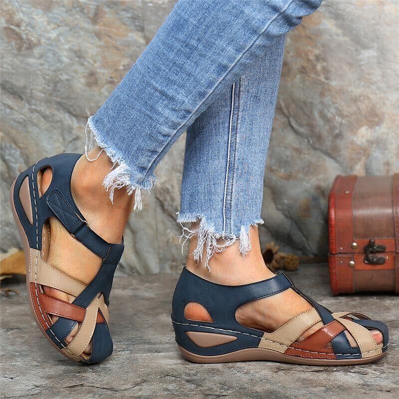 Sandales Femme Style Vintage Bleu Marine - vue 3