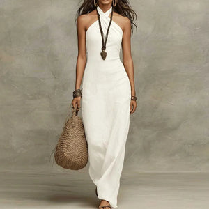 Robe Longue Femme Dos Nu Blanc - vue 1