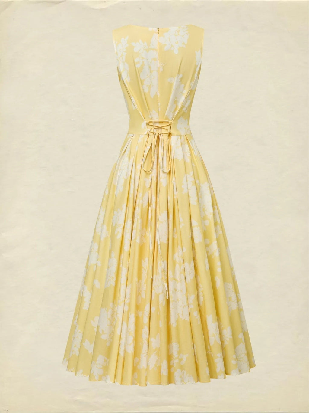 Scarlett | Robe midi sans manches à imprimé floral pour femme, coupe évasée