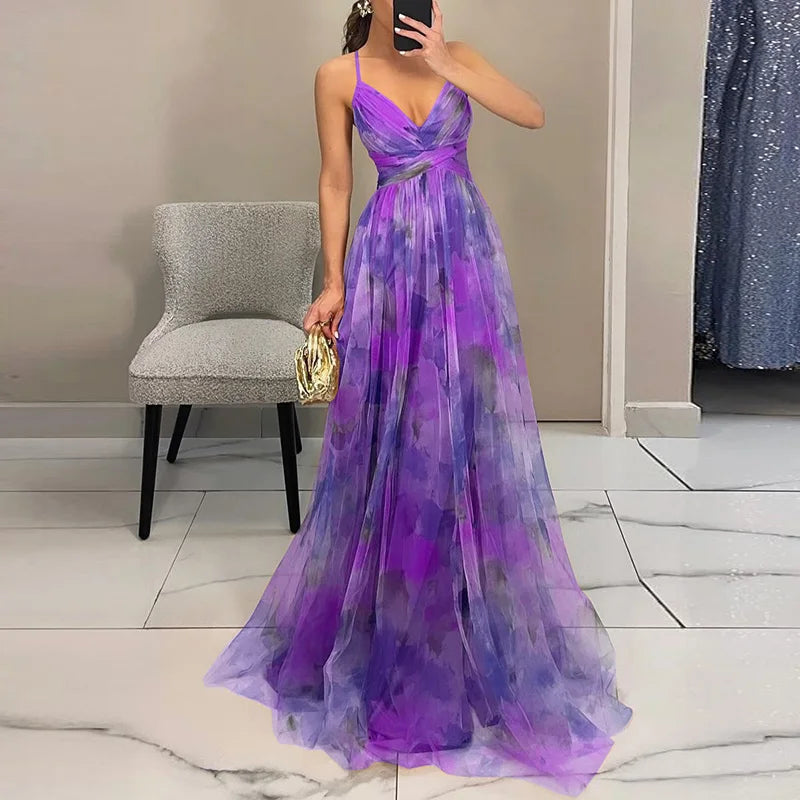 Robe Longue Femme en Mesh Floral Vert - vue 15