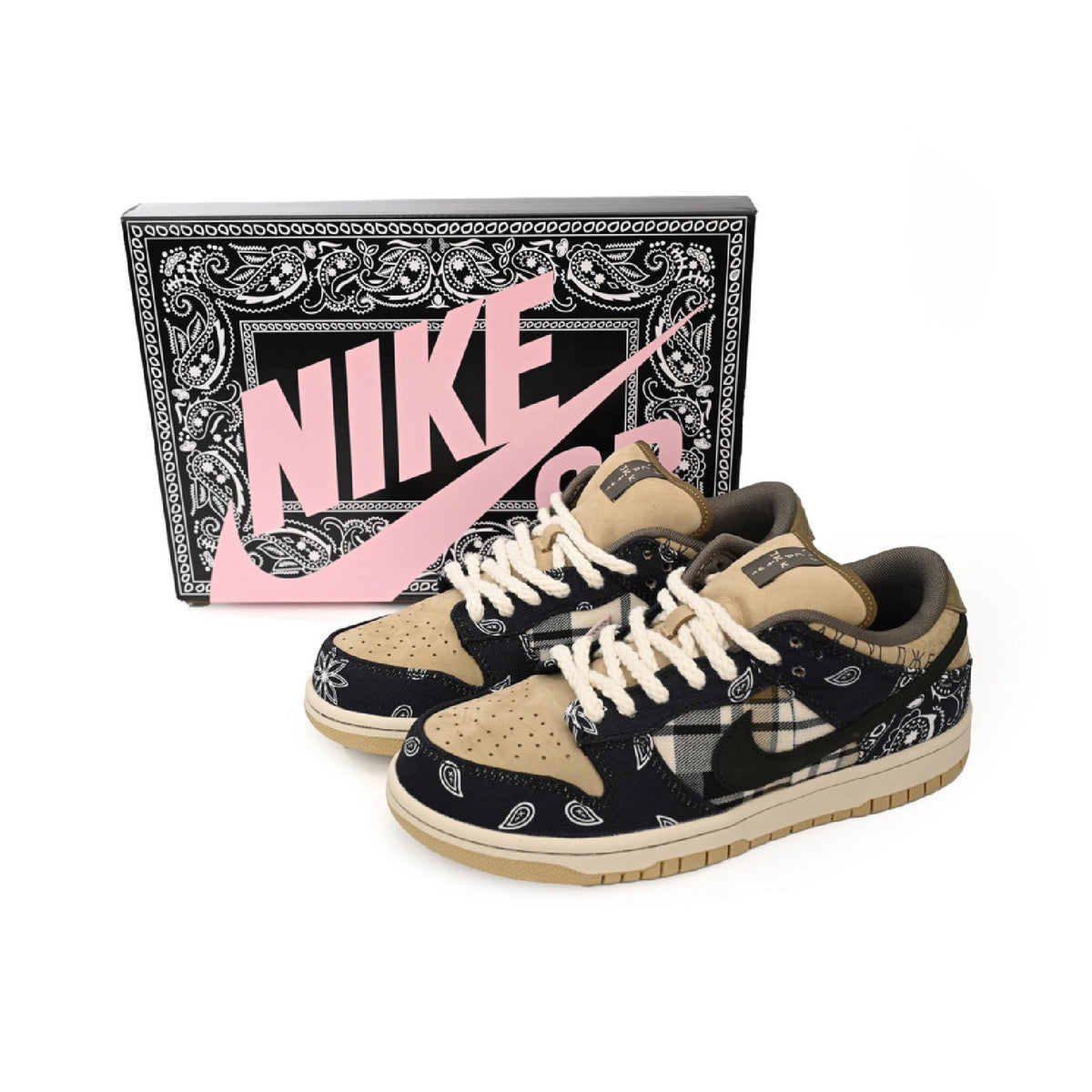 Nike SB Dunk Low x Travis Scott Cactus Jack Baskets Marron Beige Mixte - 4