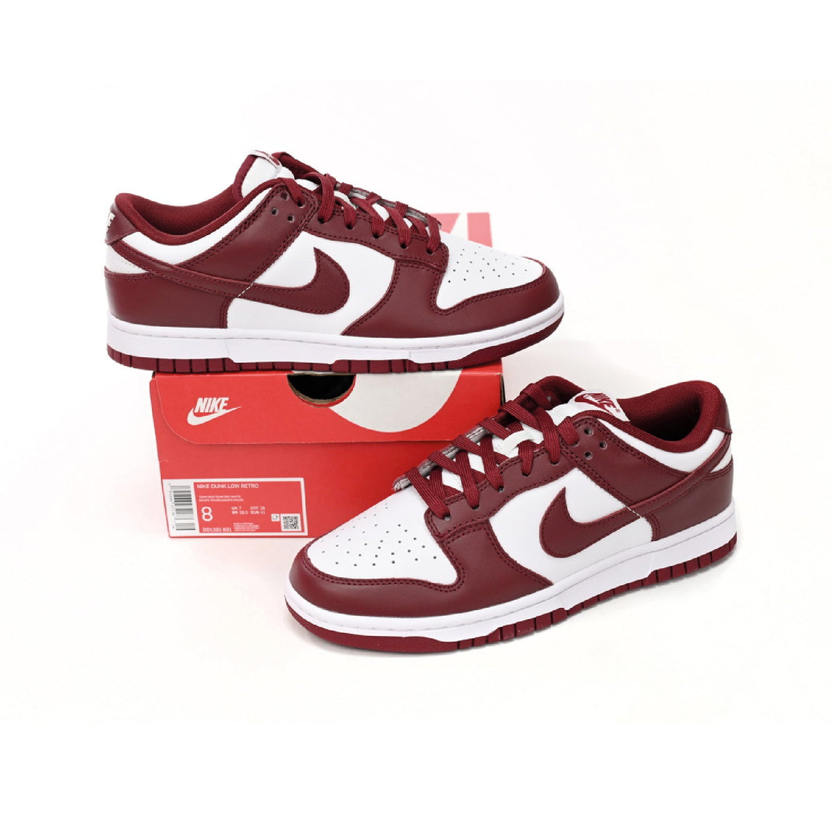 Nike Dunk Low Team Red Baskets Bordeaux Blanc Homme Femme - 4