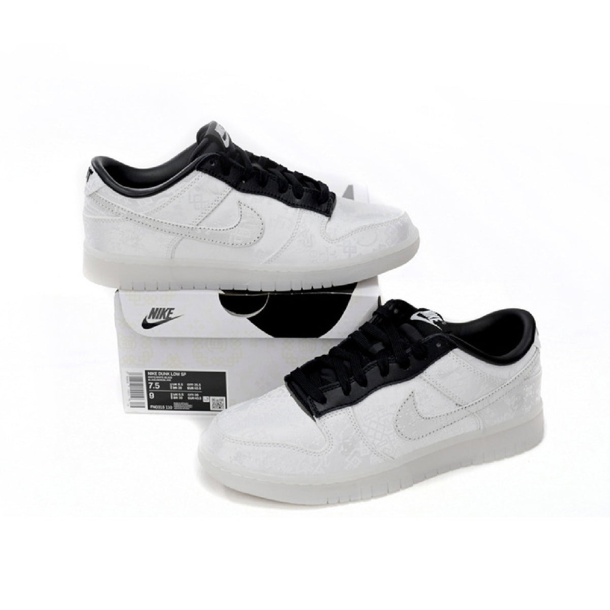 Nike Dunk Low x CLOT x Fragment Design Baskets Blanc Noir Homme Femme - 4