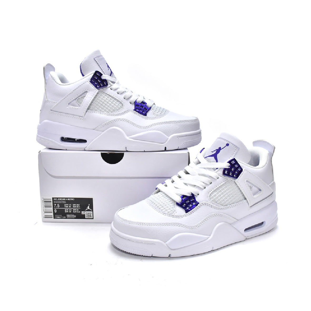 Air Jordan 4 Retro Metallic Purple Baskets Blanc Violet Homme Femme - 4