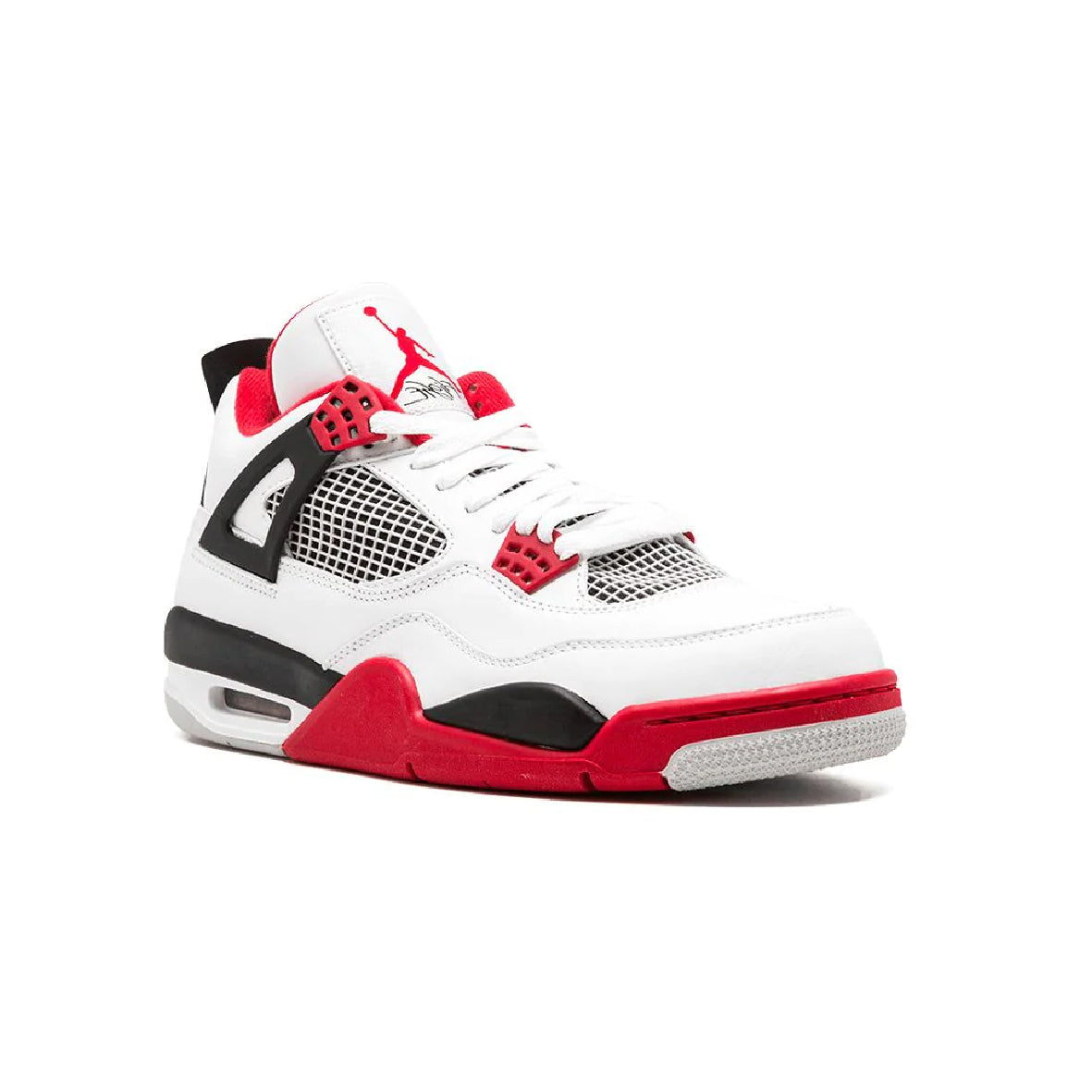 Air Jordan 4 Fire Red Baskets Blanc Rouge Homme Femme - 2