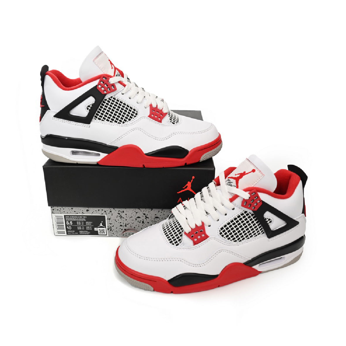 Air Jordan 4 Fire Red Baskets Blanc Rouge Homme Femme - 4