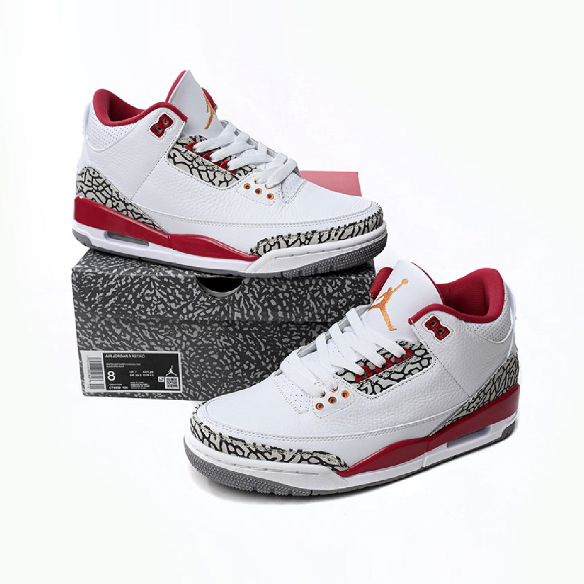 Air Jordan 3 Retro Cardinal Red Baskets Blanc Rouge Homme Femme - 4