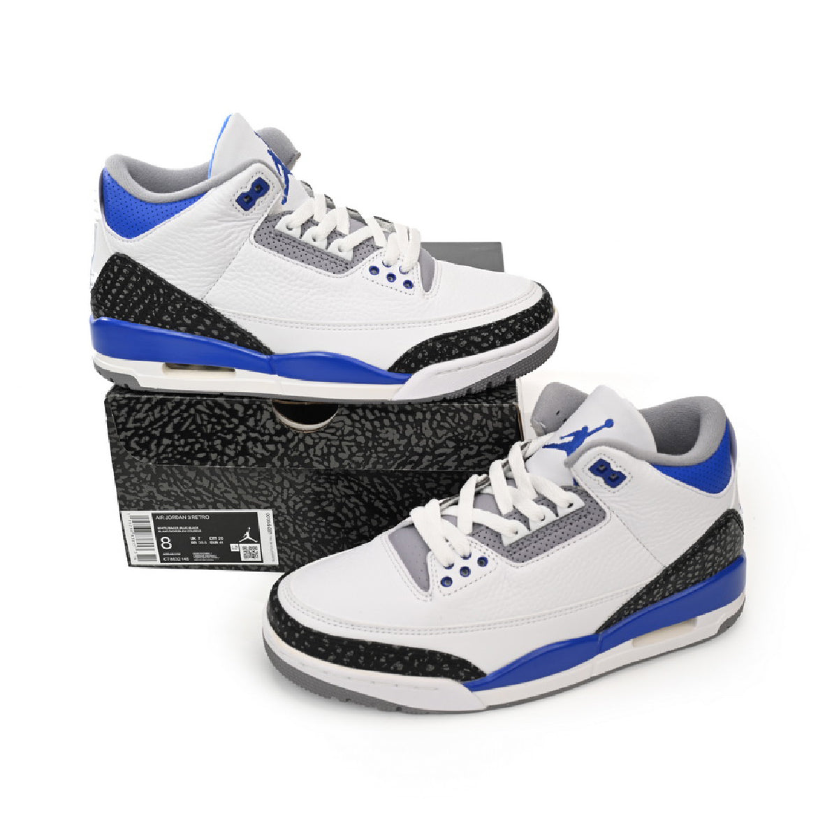 Air Jordan 3 Retro Racer Blue Baskets Blanc Bleu Homme Femme - 4