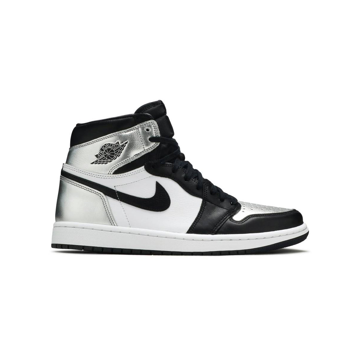 Air Jordan 1 High Silver Toe Baskets Noir Argent Homme Femme - 1