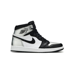 Air Jordan 1 High Silver Toe Baskets Noir Argent Homme Femme - 1