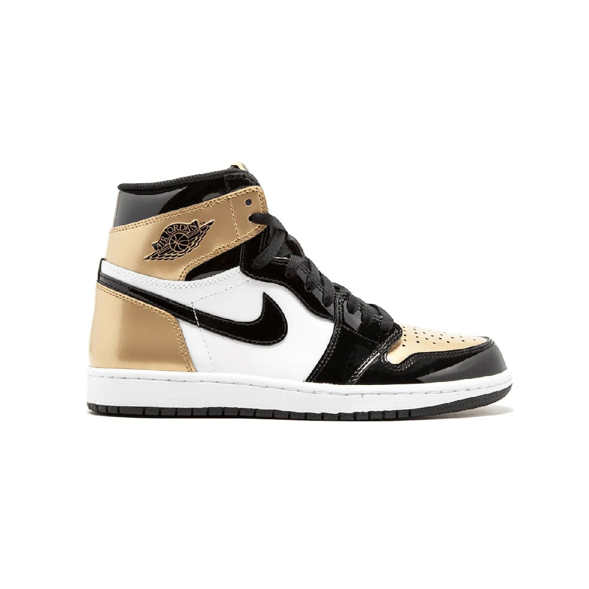 Air Jordan 1 High Gold Toe Baskets Noir Or Homme Femme - 1