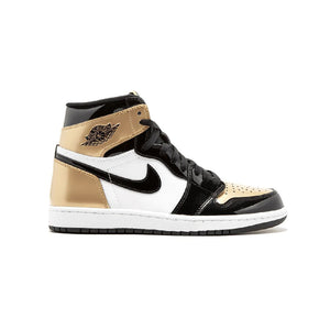 Air Jordan 1 High Gold Toe Baskets Noir Or Homme Femme - 1