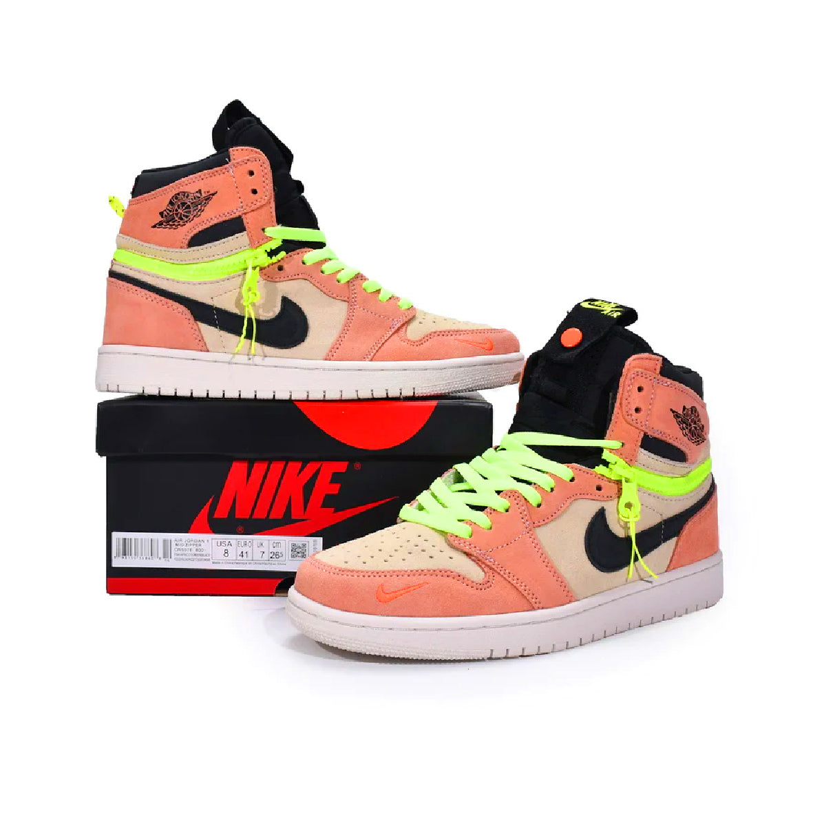 Air Jordan 1 High Switch Apricot Powder Baskets Orange Blanc Homme Femme - 4
