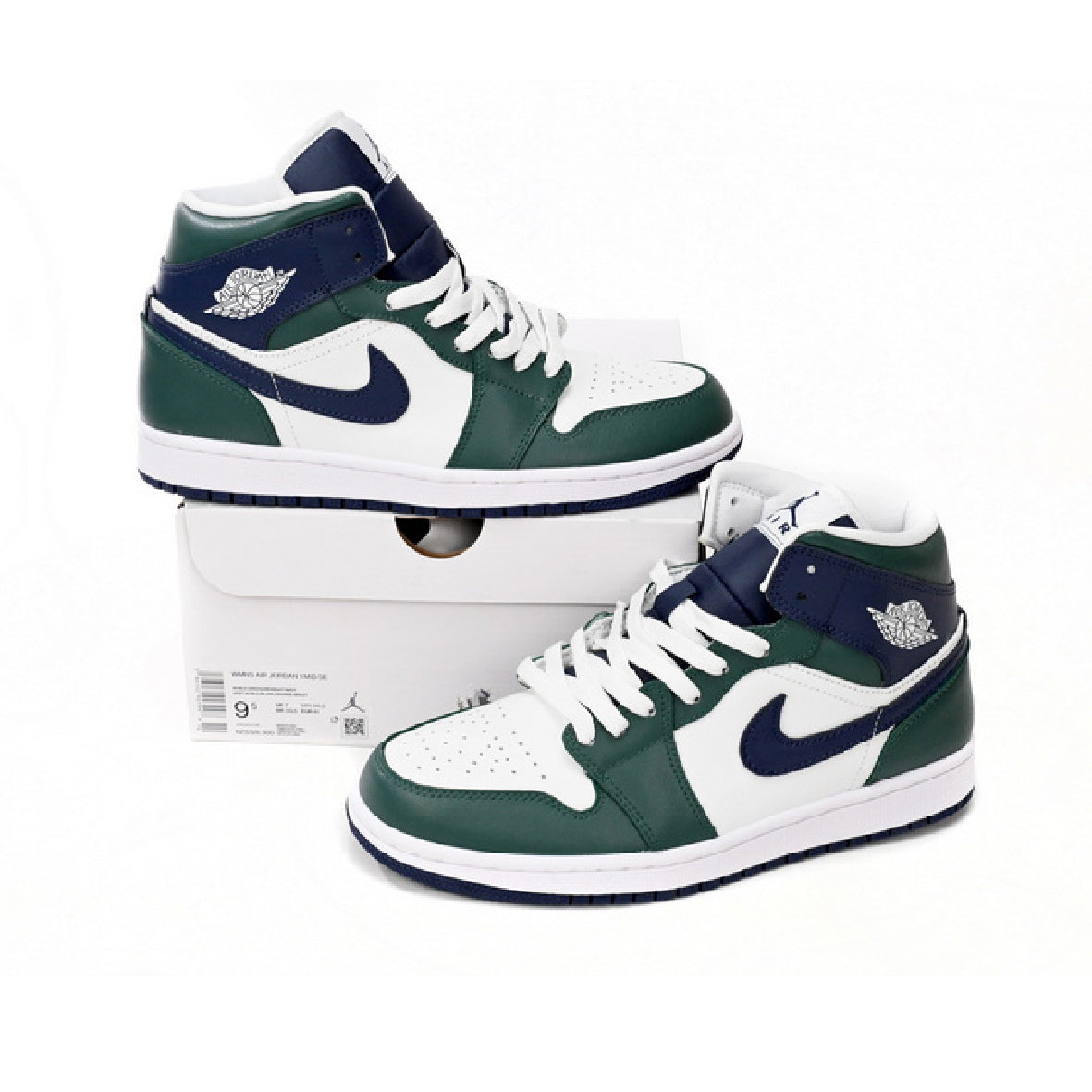 Air Jordan 1 Mid Noble Green Baskets Vert Blanc Homme Femme - 4