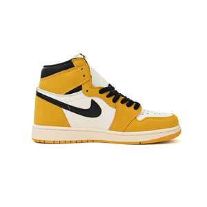 Air Jordan 1 High Yellow Ochre Baskets Jaune Noir Homme Femme - 1
