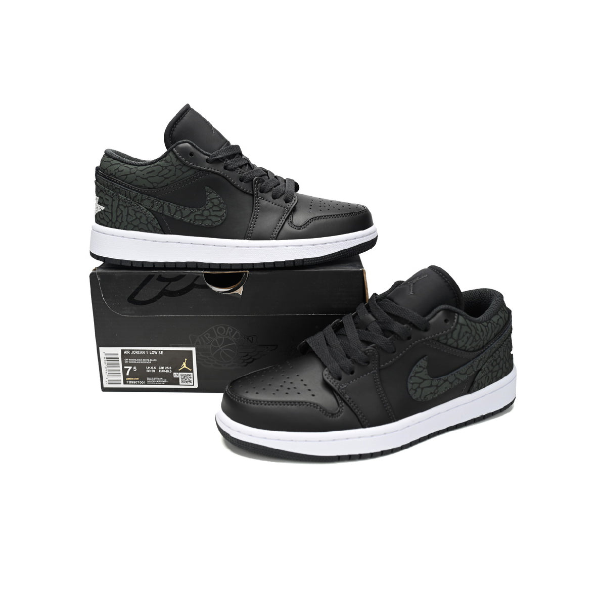 Air Jordan 1 Low Black Elephant Baskets Noir Gris Homme Femme - 3
