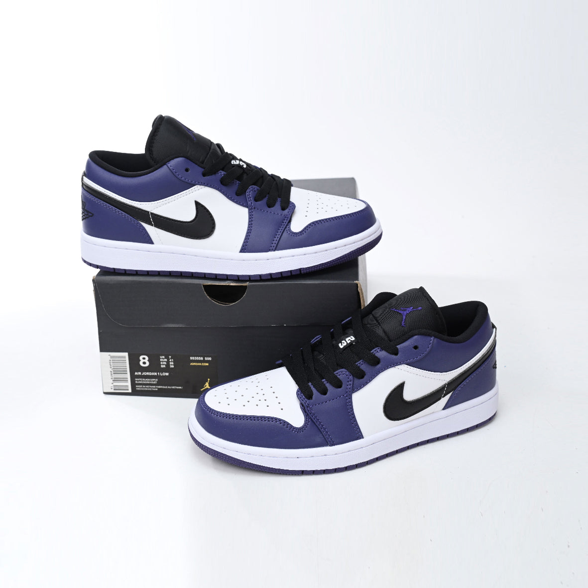 Air Jordan 1 Low Court Purple Baskets Violet Blanc Homme Femme - 4