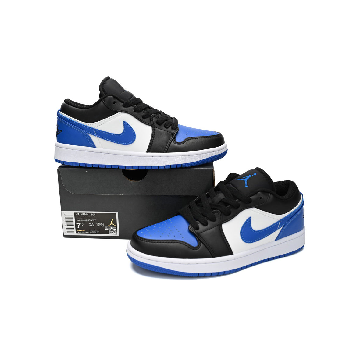 Air Jordan 1 Low Royal Toe Baskets Blanc Bleu Homme Femme - 4