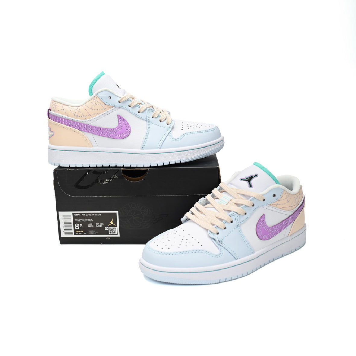 Air Jordan 1 Low Sashiko Baskets Bleu Blanc Homme Femme - 4