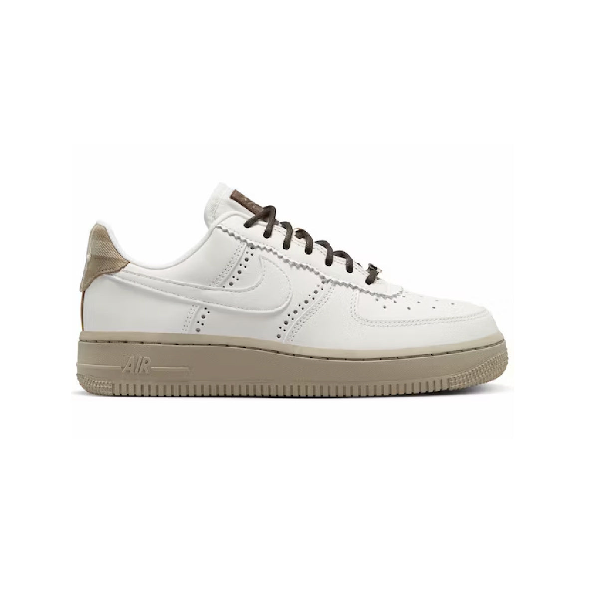 Nike Air Force 1 Low Brogue Baskets Blanc Marron Homme Femme - 1