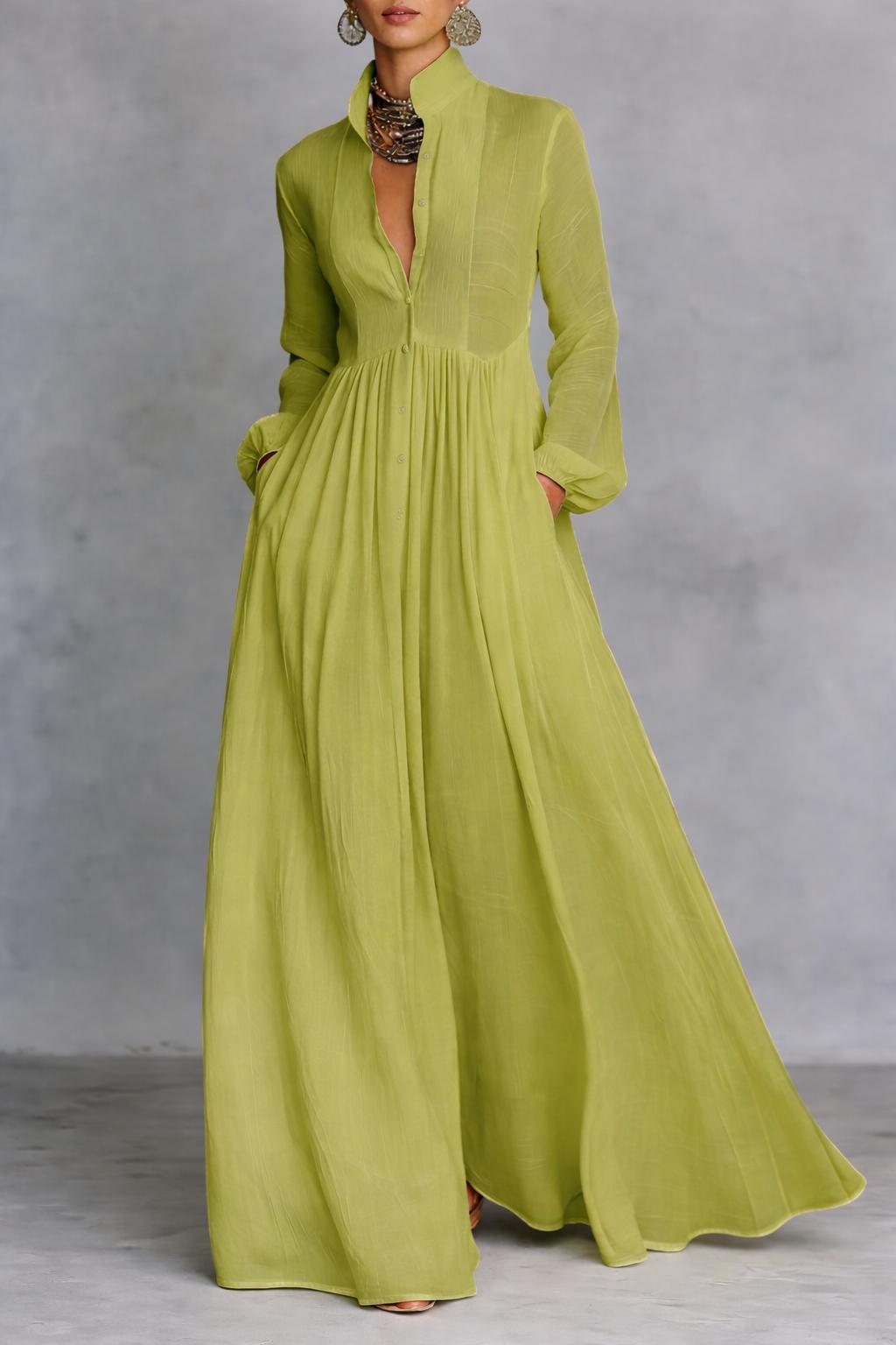 Robe Longue Femme Plissée Bleu - vue 7