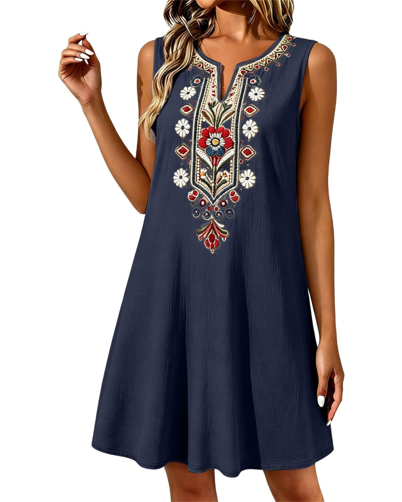 Rachel Robe Longue Femme Été – Lin Coton Sans Manches & Poches