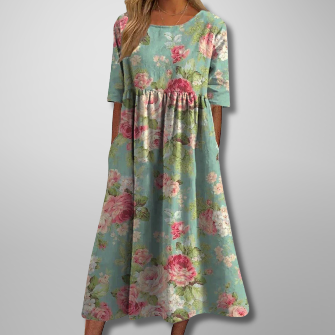Robe midi fleurie décontractée pour femme