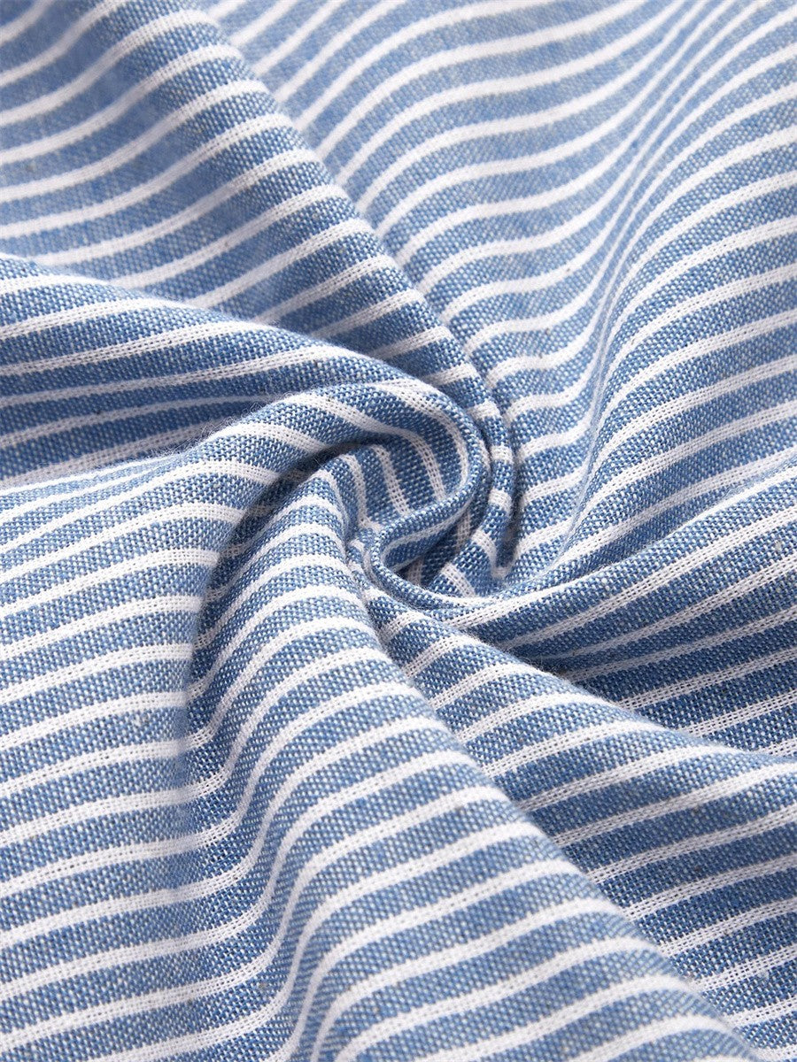 Robe midi rayée pour femme avec boutons