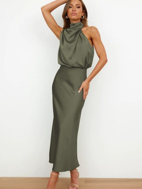 Robe Satin Femme Midi Bleu - vue 3