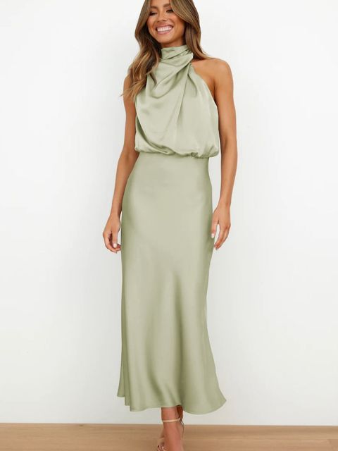 Robe Satin Femme Midi Bordeaux - vue 6