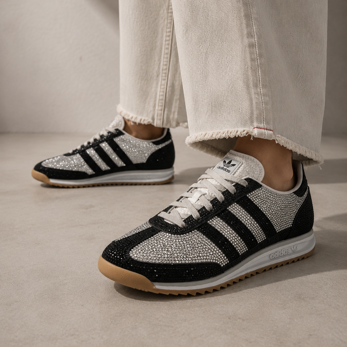 adidas SL 72 OG Rhinestone Baskets Gris Noir Homme Femme - 6