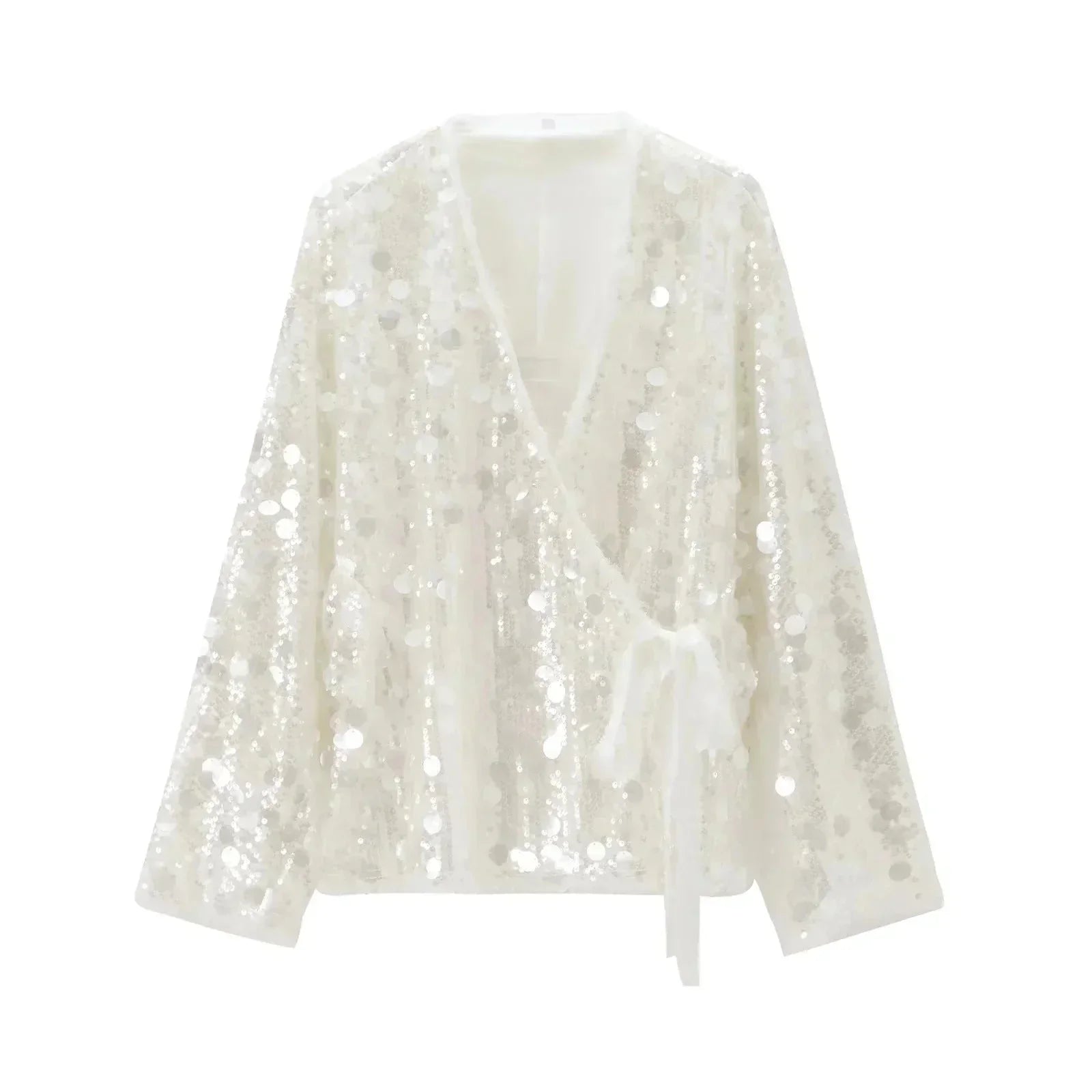 Maya - Top femme col V à paillettes