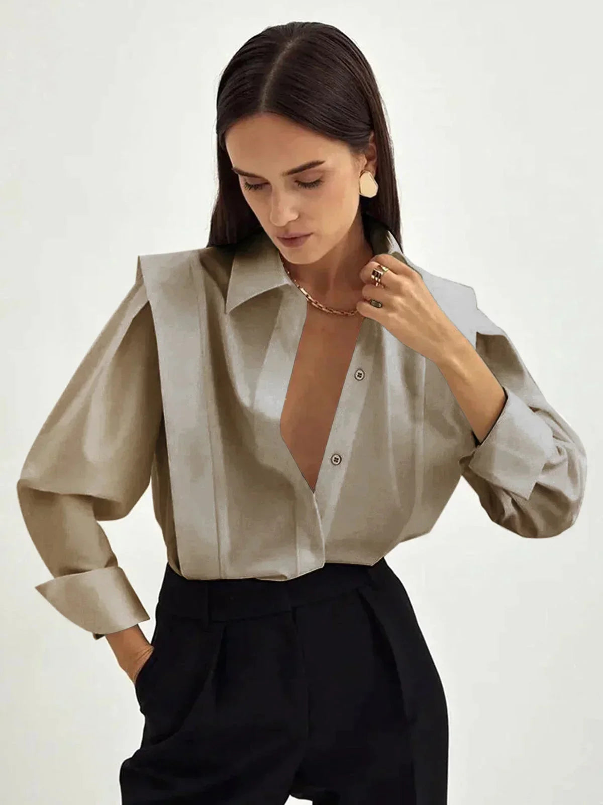 Alba - Top femme col V oversize