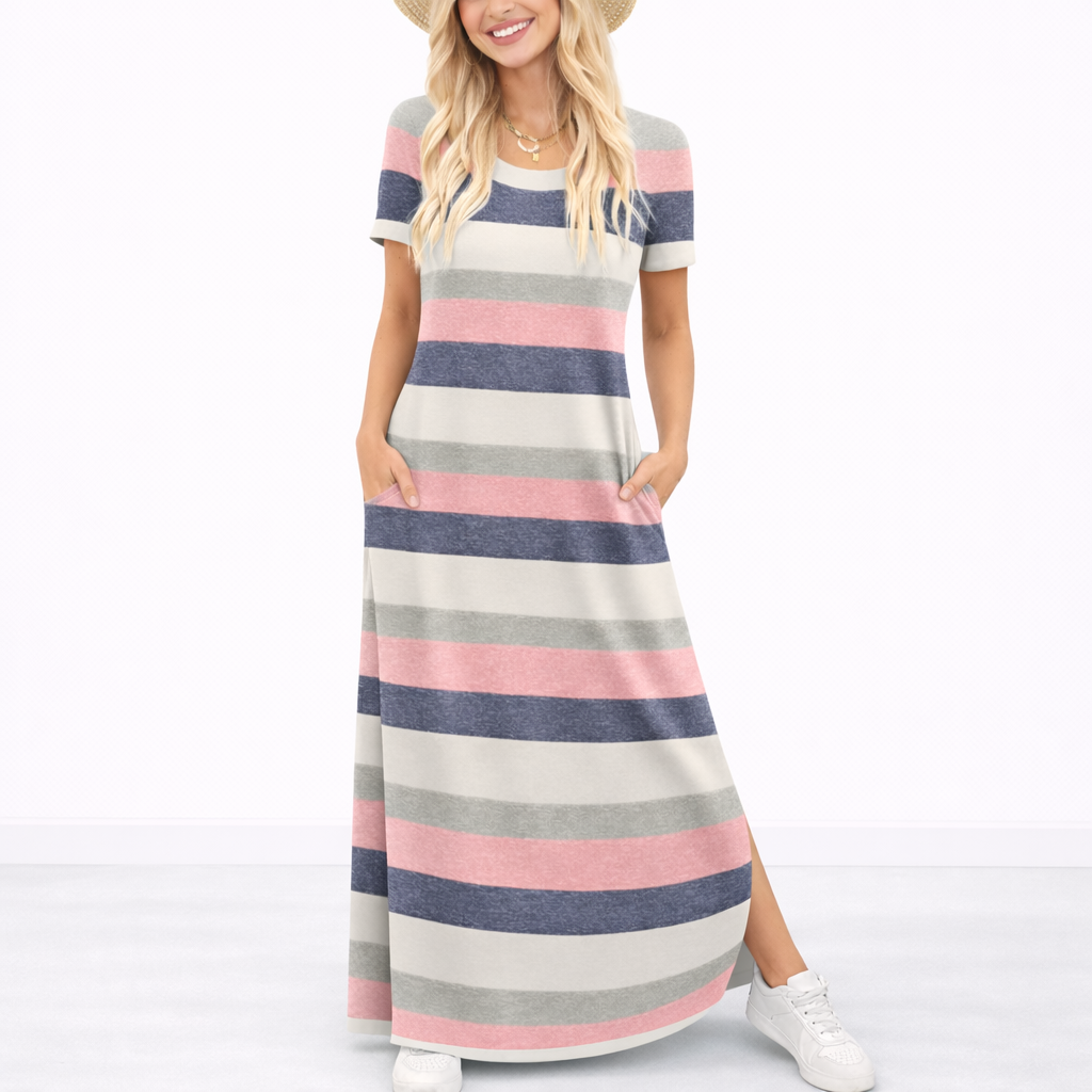 Robe Longue Été Femme - Robe Longue Col Rond Légère Décontractée