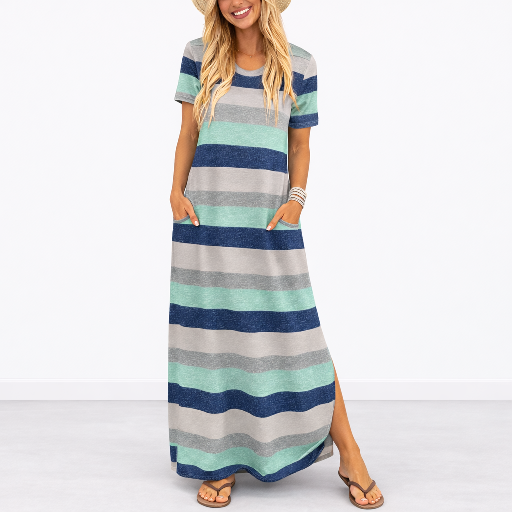 Robe Longue Été Femme - Robe Longue Col Rond Légère Décontractée