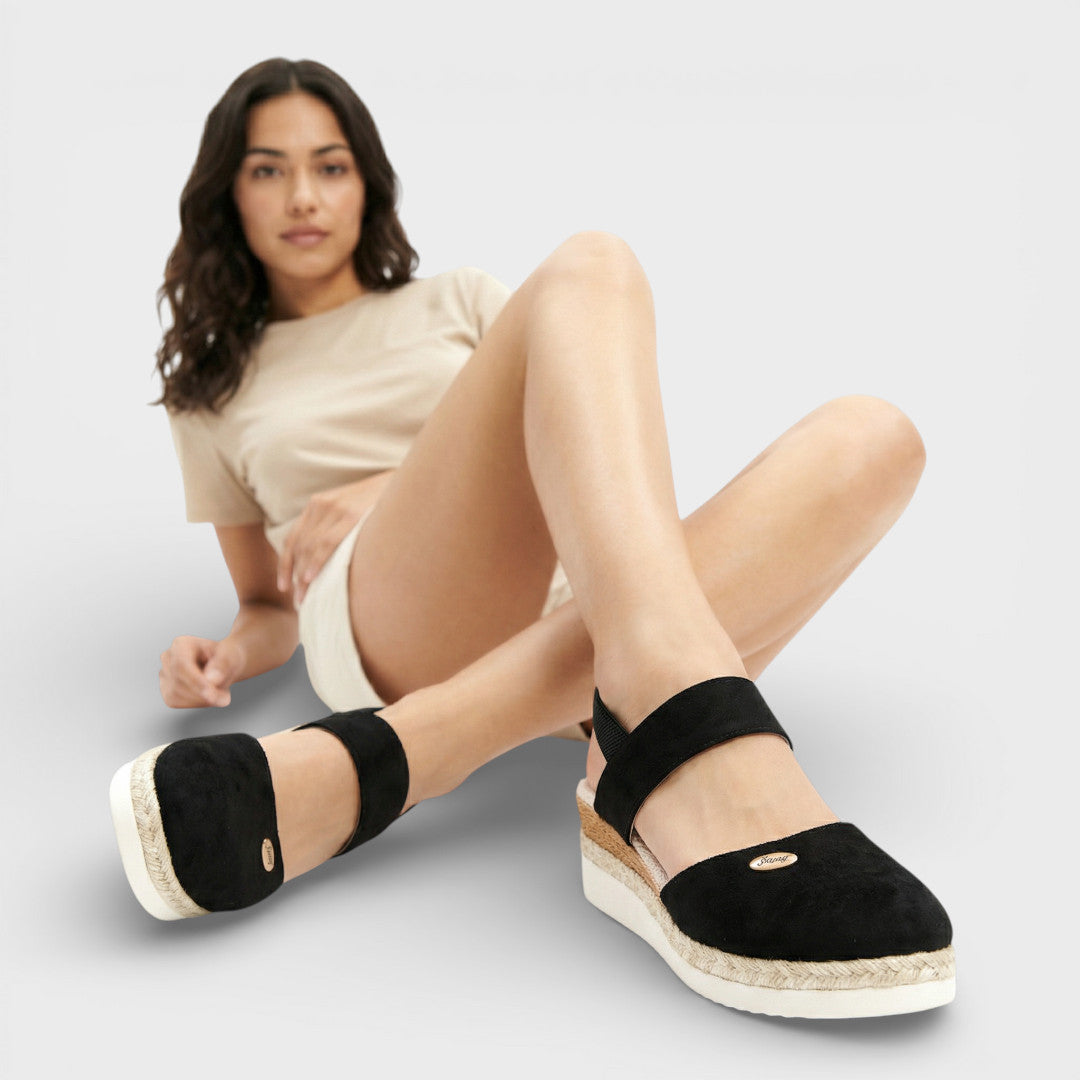 Chiara - Sandales femme bout fermé large compensées