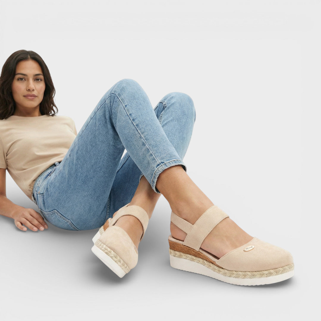 Chiara - Sandales femme bout fermé large compensées
